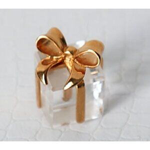 Swarovski Crystal Gift Figurine Gold-Plated Bow Retired Miniature